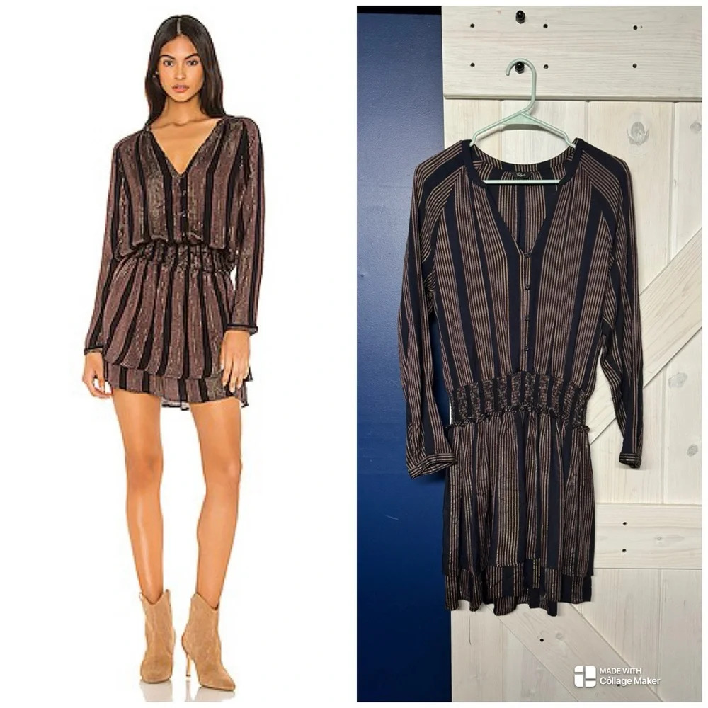 Rails Jasmine Dress in Midas Stripe Long Sleeve Mini Size Medium